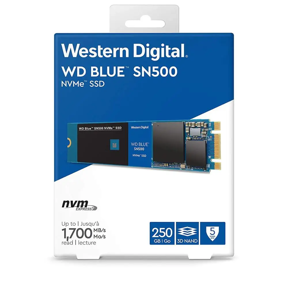 WESTERN DIGITAL WD BULE SN500 SSD 250 ГБ M.2 2280 NVMe PCIe Gen3 * 2 двухканальный Внутренний твердотельный