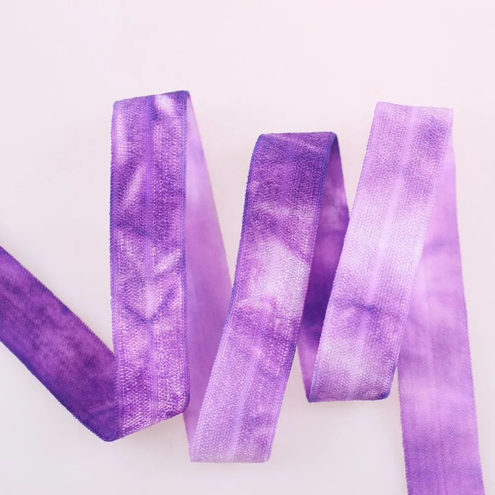 

#029/467 White FOE Ultra Violet 5/8" Tie Dye fold over elastic for hair accessaries 50yards/lot, Welcome Custom