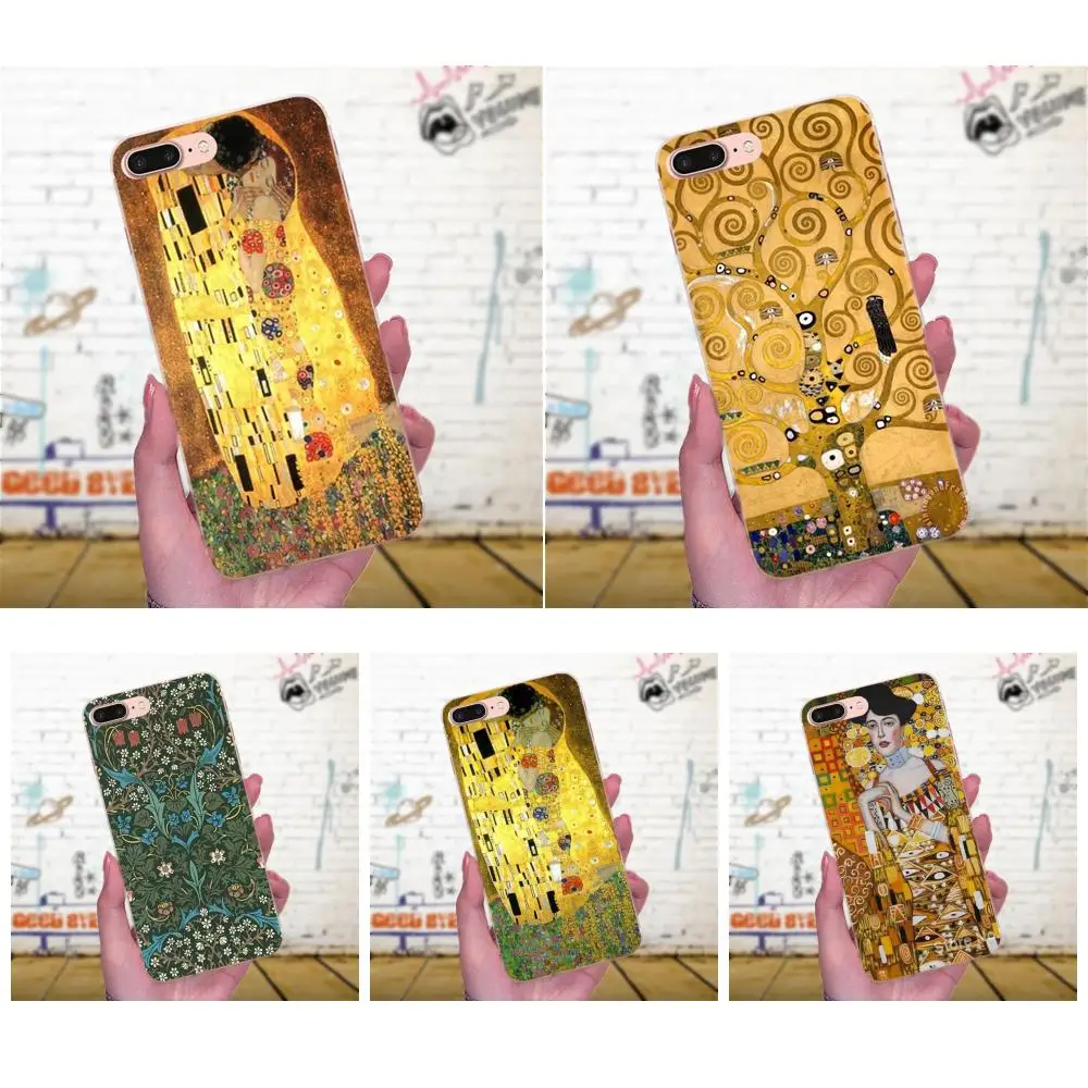 Мягкая кожа Paintin для Apple iPhone X XS Max XR 4 4S 5 5C 5S SE 6 6S 7 8 Plus Gustav Klimt Tree Life Kiss|Чехлы-накладки|