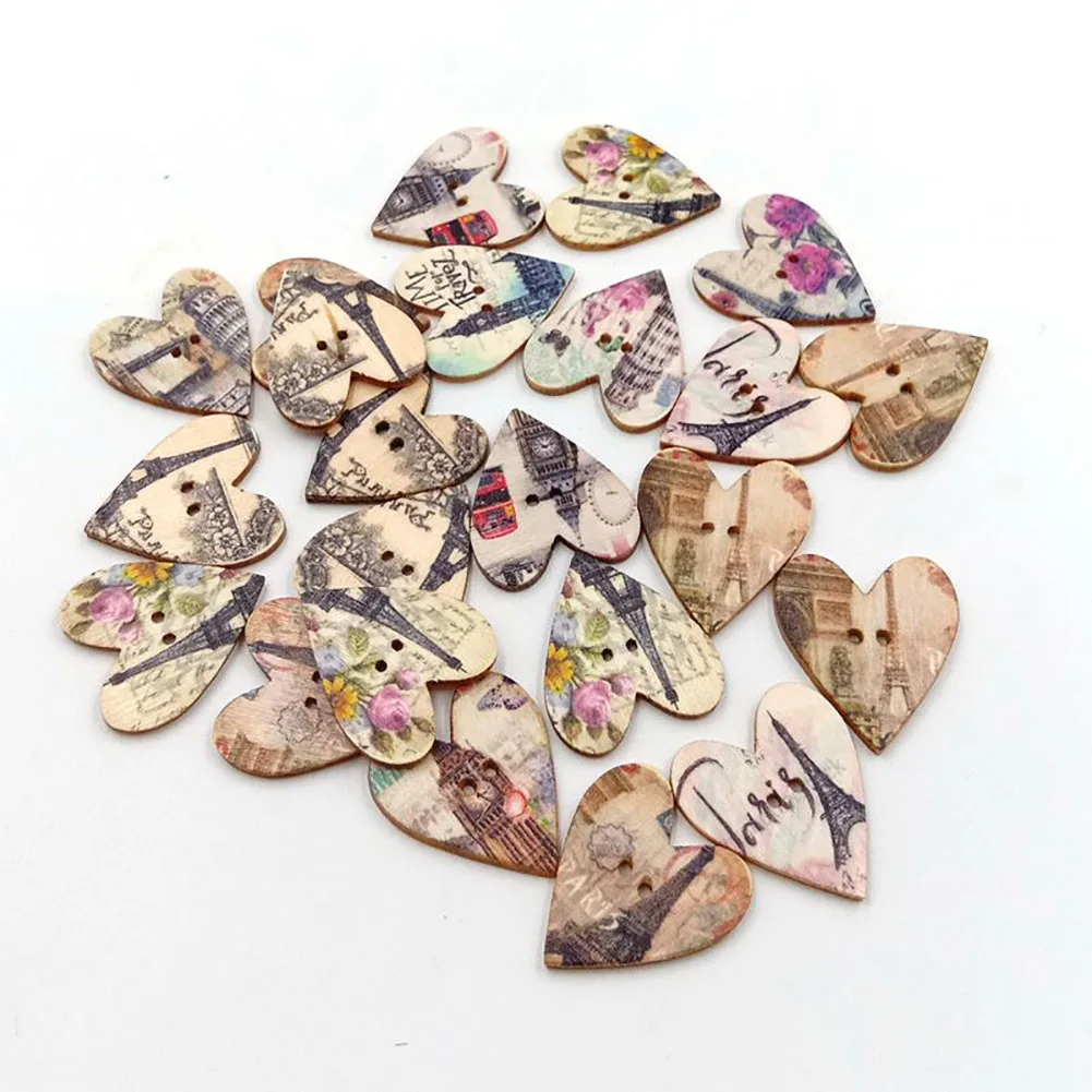 100Pcs Heart Wood Eiffel Tower Printed Vintage Style 2 Holes DIY Sewing Craft Wooden Button Hot
100Pcs Heart Wood Eiffel Tower Printed Vintage Style 2 Holes DIY Sewing Craft Wooden Button Hot