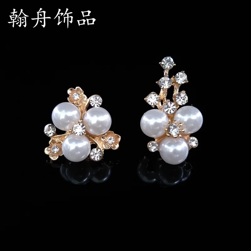 10pc Gold color Alloy Material Imitation Pearl Crystal Flower Charm crystal pendant for Wedding head DIY handmade Jewelry | Украшения и