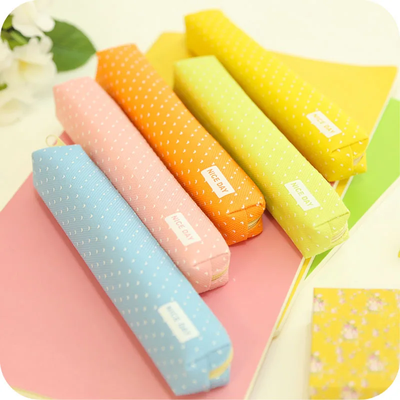 Cute candy color pencil case Kawaii dot Canvas pen bag Stationery pouch for girls gift office school supplies escolar Canetas
Cute candy color pencil case Kawaii dot Canvas pen bag Stationery pouch for girls gift office school supplies escolar Canetas