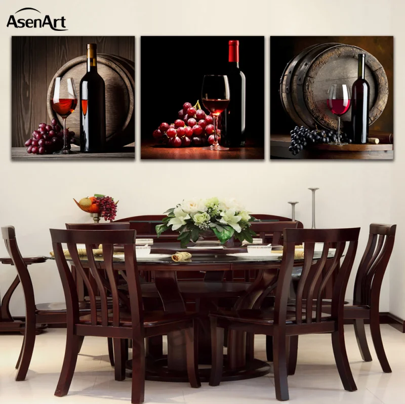 Фото 3 шт. фрукты виноград красное вино бокал современное изображение искусство для