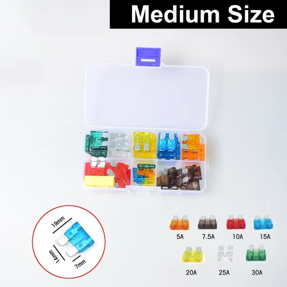 Auto Standard Medium Size Blade Fuse 70pcs 5A 7.5A 10A 15A 20A 25A 30A Assortment Set for Car Truck Motor ATM Box, Add-A-Circuit
Auto Standard Medium Size Blade Fuse 70pcs 5A 7.5A 10A 15A 20A 25A 30A Assortment Set for Car Truck Motor ATM Box, Add-A-Circuit