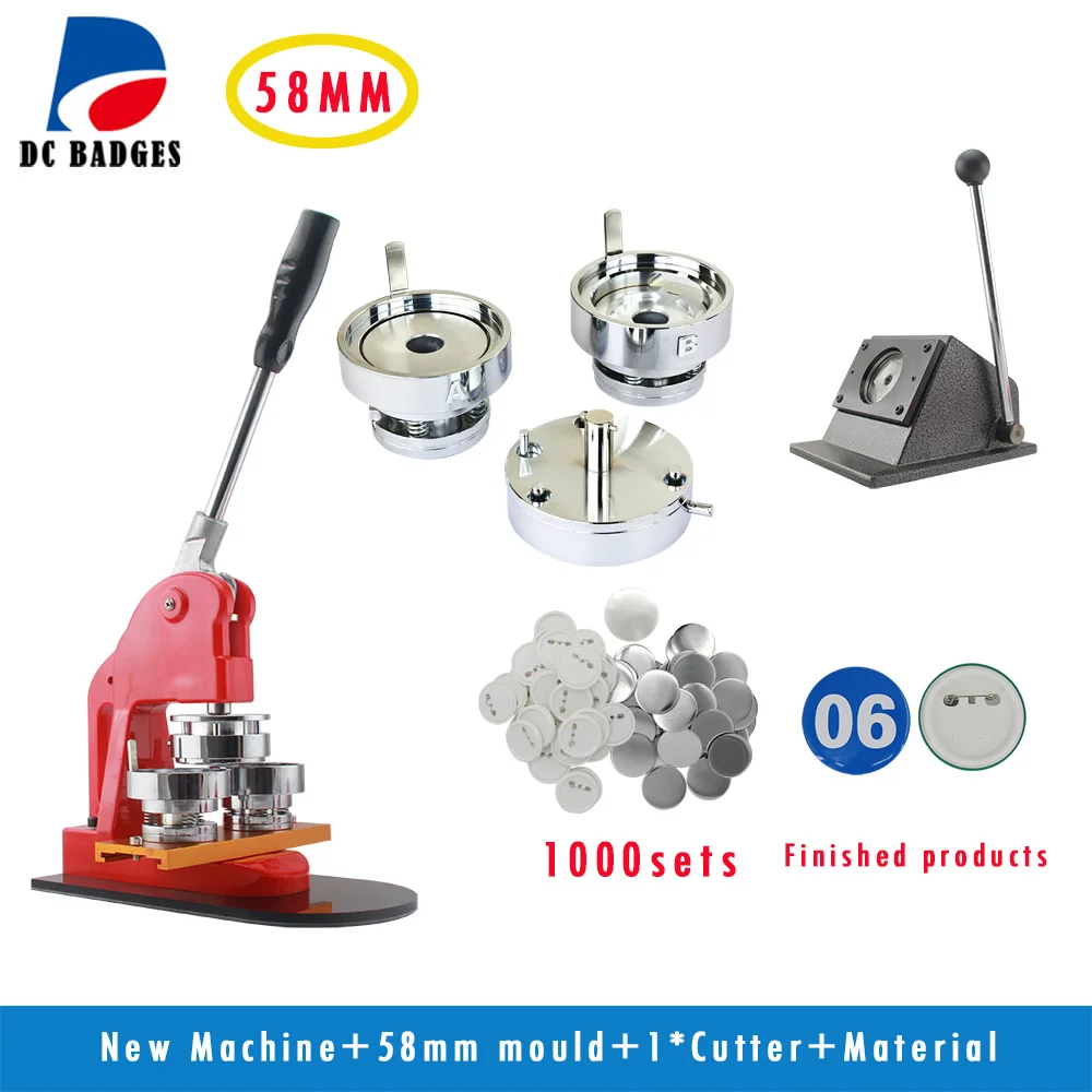 Free Shipping 58mm Button Badge Making Machine + Metal stander Cutter+1000sets Plastic Pin Buttons Material
Free Shipping 58mm Button Badge Making Machine + Metal stander Cutter+1000sets Plastic Pin Buttons Material