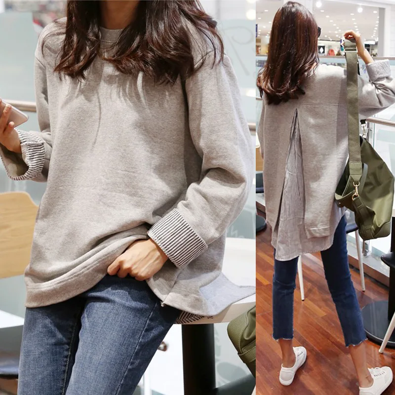U-SWEAR 2020 Spring Autumn Striped Fake Two-piece Tops Female Long-sleeved Long Korean Version of Loose Student Hoodies
U-SWEAR 2020 Spring Autumn Striped Fake Two-piece Tops Female Long-sleeved Long Korean Version of Loose Student Hoodies