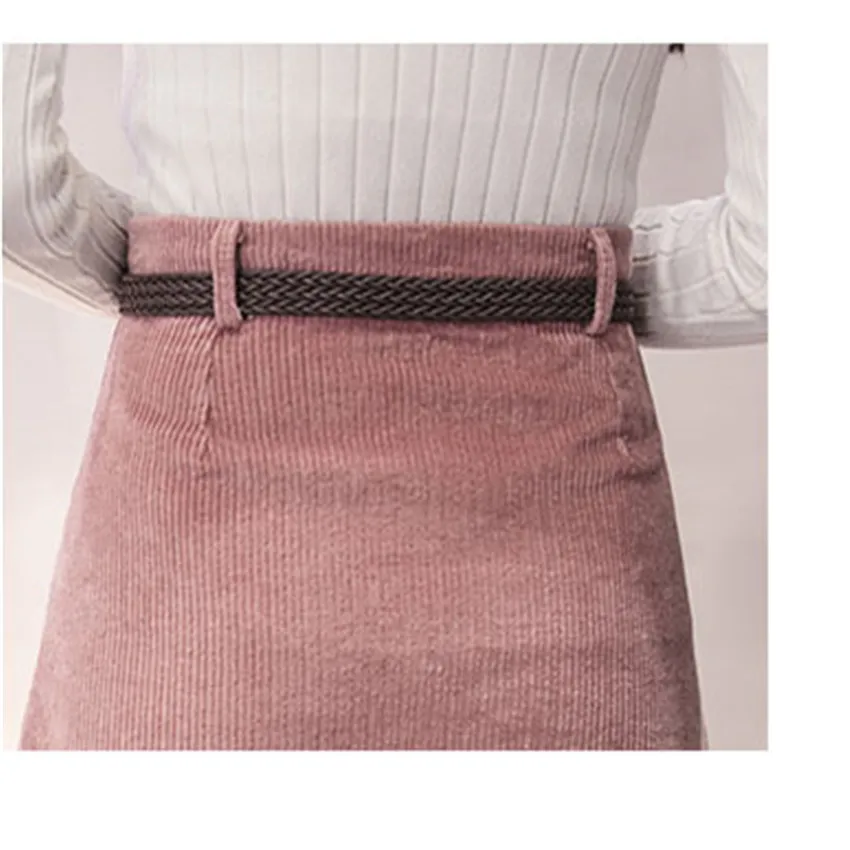 Женская Вельветовая мини-юбка универсальная облегающая юбка-трапеция с высокой