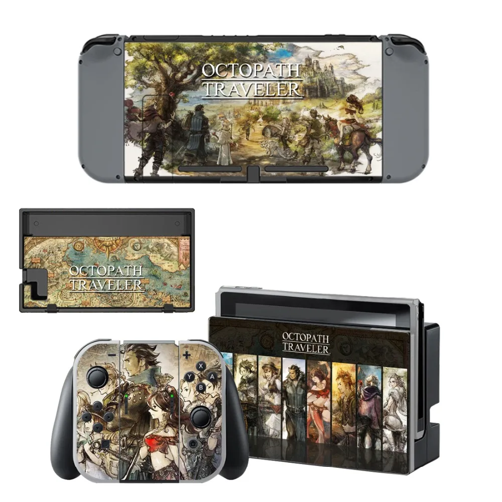Octopath Traveler Decal Vinyl Skin Sticker for Nintendo Switch NS Console + Controller Stand Holder Protective | Электроника