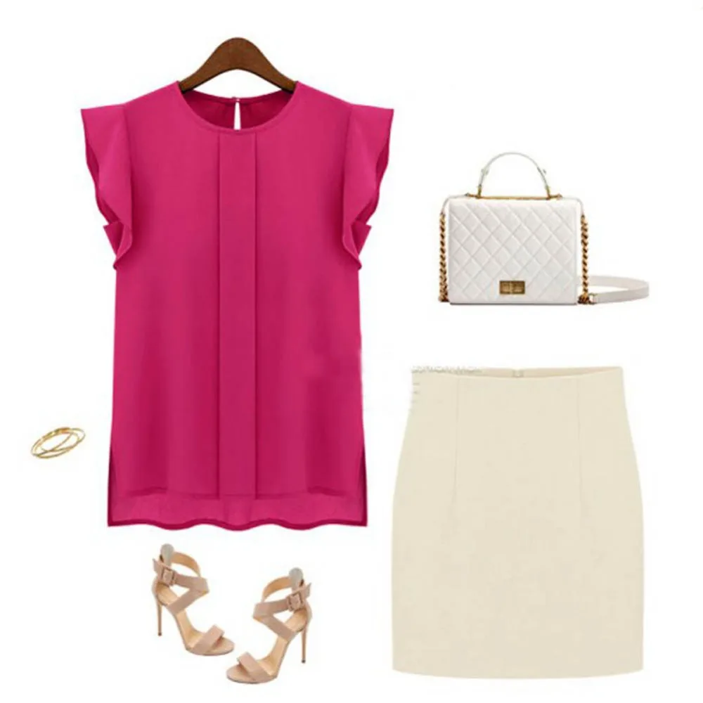 Summer Ruffled Short Sleeved Chiffon Blouse Women O-neck Pleated Sleeve Solid Colour chiffon Shirts Top Women's Blouses and Tops
Summer Ruffled Short Sleeved Chiffon Blouse Women O-neck Pleated Sleeve Solid Colour chiffon Shirts Top Women's Blouses and Tops