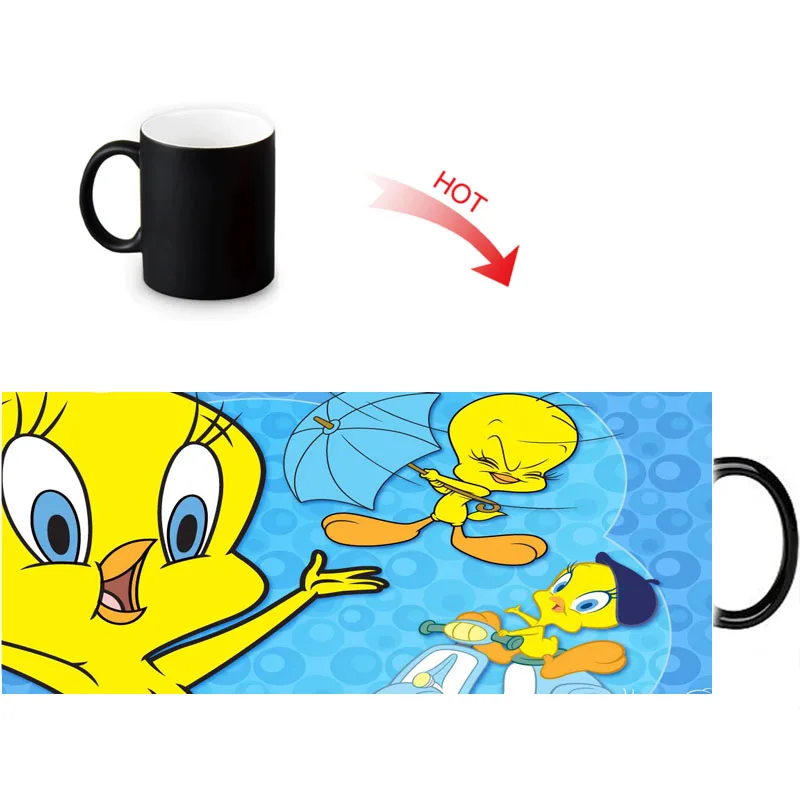 Custom heat reveal кружка Tweety птица печать молоко пиво кофе керамические кружки горячий