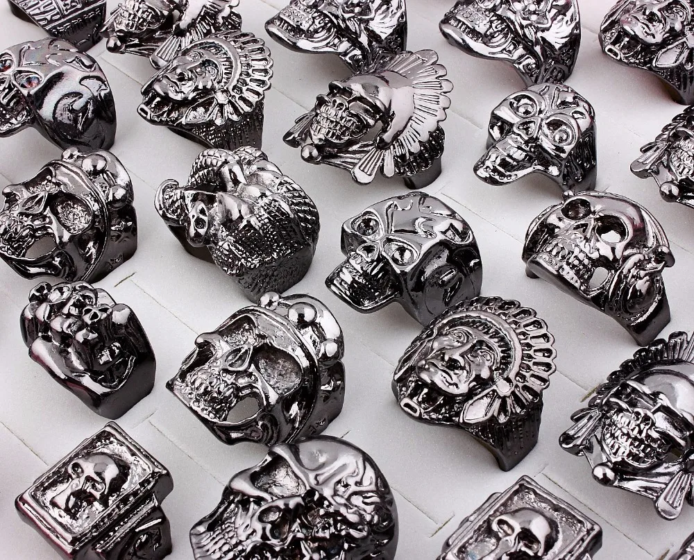 Wholesale Bulk 5Pcs Assorted Big Gothic Punk Skull Head Biker Tibet Black Alloy Finger Ring Band Men Women Party Valentine Gift
Wholesale Bulk 5Pcs Assorted Big Gothic Punk Skull Head Biker Tibet Black Alloy Finger Ring Band Men Women Party Valentine Gift