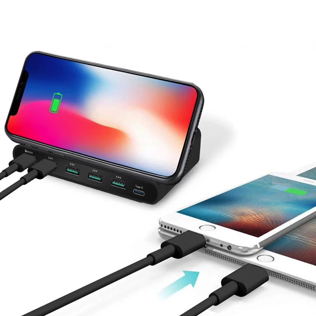 828W Qi Wireless Charger 6-Port USB Fast Charging Station Type C Quick Charger Station For iPhone X Samsung Huawei
828W Qi Wireless Charger 6-Port USB Fast Charging Station Type C Quick Charger Station For iPhone X Samsung Huawei