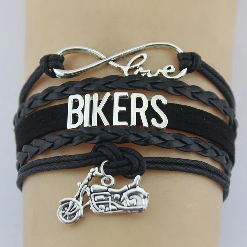 10 шт. посеребренные браслеты Infinity Love Bikers мотоцикла велосипеда мотора шармы