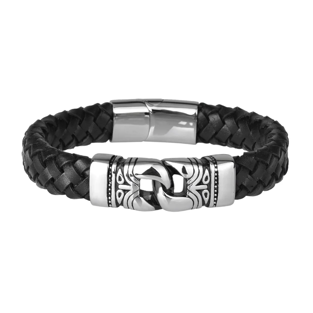 Kirykle Popular punk bracelet chain stainless steel magnet bracelet woven leather jewelry men's bracelet bangles gifts
Kirykle Popular punk bracelet chain stainless steel magnet bracelet woven leather jewelry men's bracelet bangles gifts