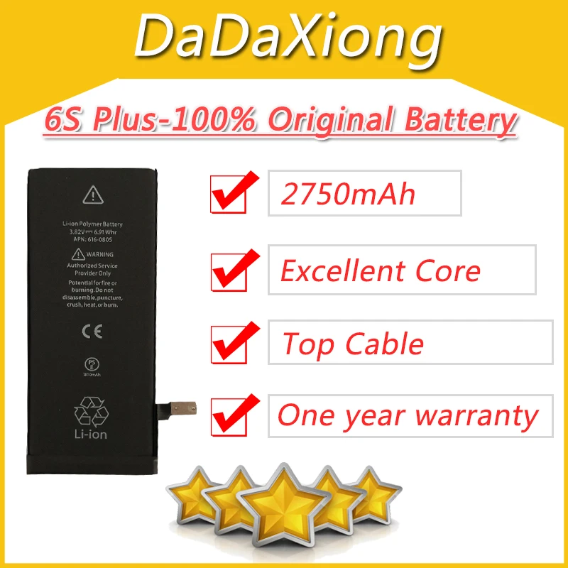 10pcs/Lot Excellent 2750mAh Core Protection Board 3.82V Zero Cyclic Battery For iPhone 6S Plus 5.5" Repair Parts Plus-AAA
10pcs/Lot Excellent 2750mAh Core Protection Board 3.82V Zero Cyclic Battery For iPhone 6S Plus 5.5" Repair Parts Plus-AAA