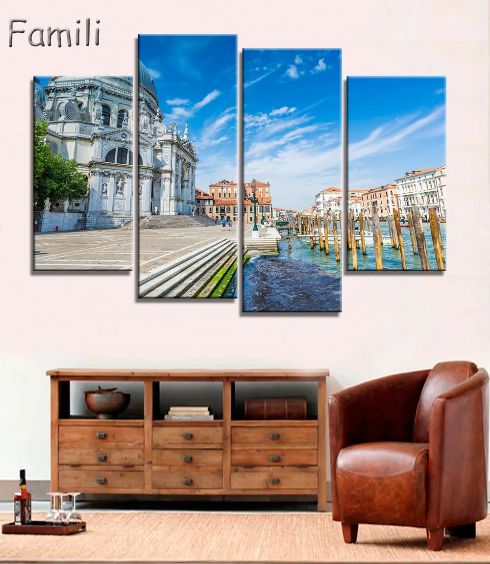 4Panel Modern Canvas Painting Wall Art Italy Venice Landscape Oil Painting Beautiful City River Decorative Picture Home Decor
4Panel Modern Canvas Painting Wall Art Italy Venice Landscape Oil Painting Beautiful City River Decorative Picture Home Decor