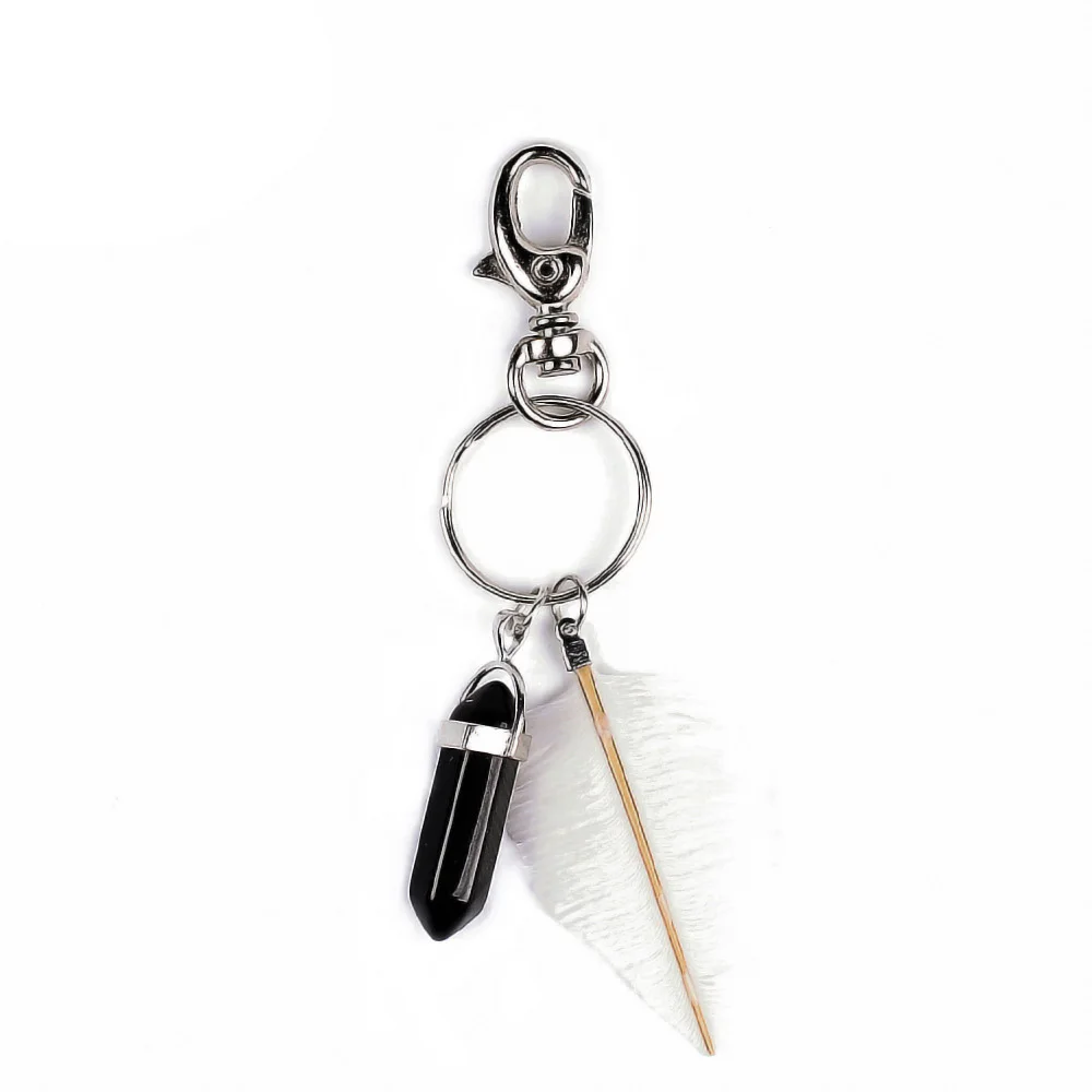 JUJIE Black Crystal Pillar Keychain Alloy Feather Handmade Car key Accessories Mobile Phone Pendant Fashion Jewelry
JUJIE Black Crystal Pillar Keychain Alloy Feather Handmade Car key Accessories Mobile Phone Pendant Fashion Jewelry