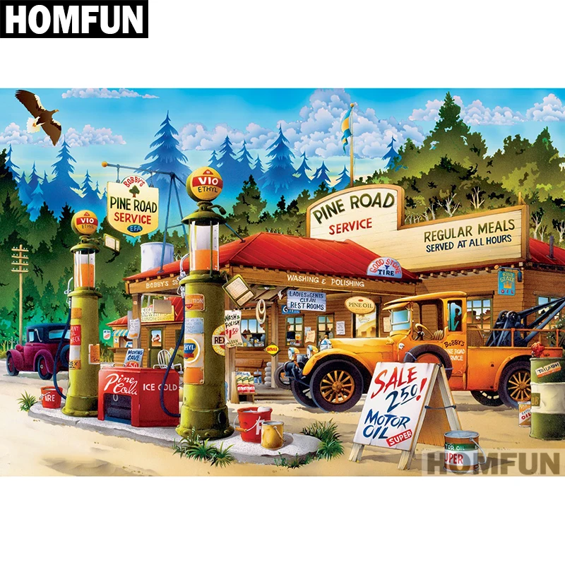 HOMFUN Full Square/Round Drill 5D DIY Diamond Painting "Town & gas station" Embroidery Cross Stitch 5D Home Decor A01580
HOMFUN Full Square/Round Drill 5D DIY Diamond Painting "Town & gas station" Embroidery Cross Stitch 5D Home Decor A01580