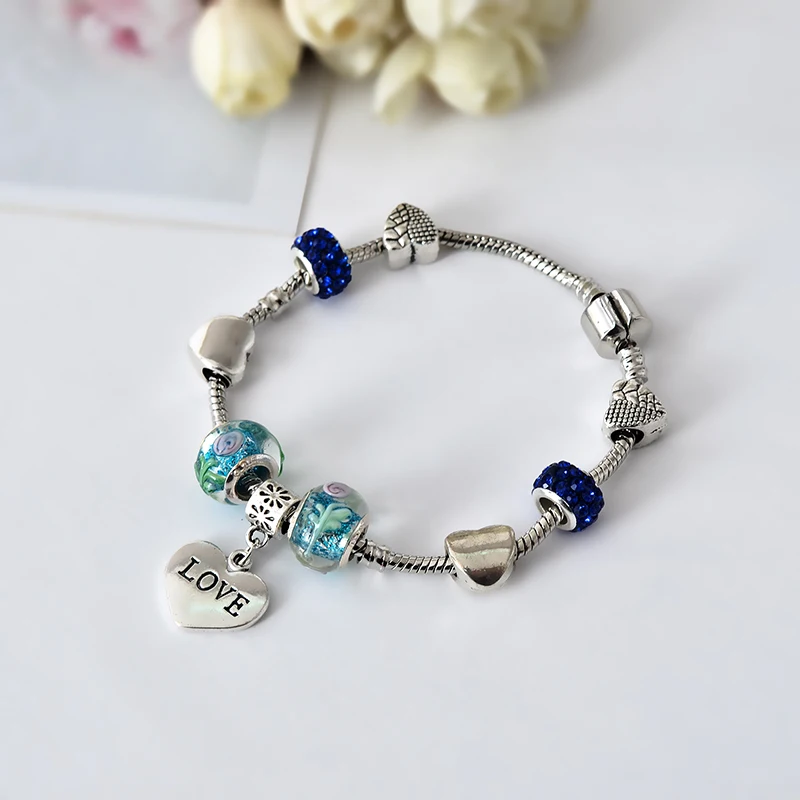 925 silver Retro Fashion love Pendants Colorful Murano Beads Bracelets for Christmas Present Beads Fit Bracelet DIY Jewelry
925 silver Retro Fashion love Pendants Colorful Murano Beads Bracelets for Christmas Present Beads Fit Bracelet DIY Jewelry