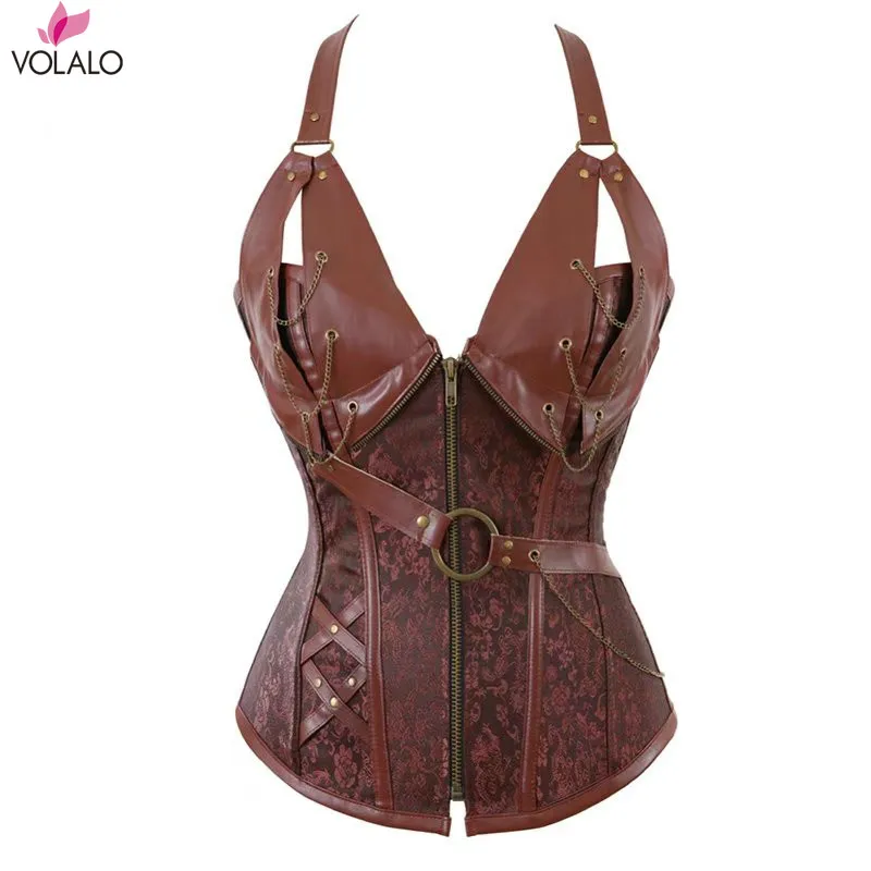 2019 Women Steampunk Corset Faux Leather Burlesque Clubwear Lace Up Boned With Chains Gothic Carnival Clothing Plus Size S-6XL
2019 Women Steampunk Corset Faux Leather Burlesque Clubwear Lace Up Boned With Chains Gothic Carnival Clothing Plus Size S-6XL