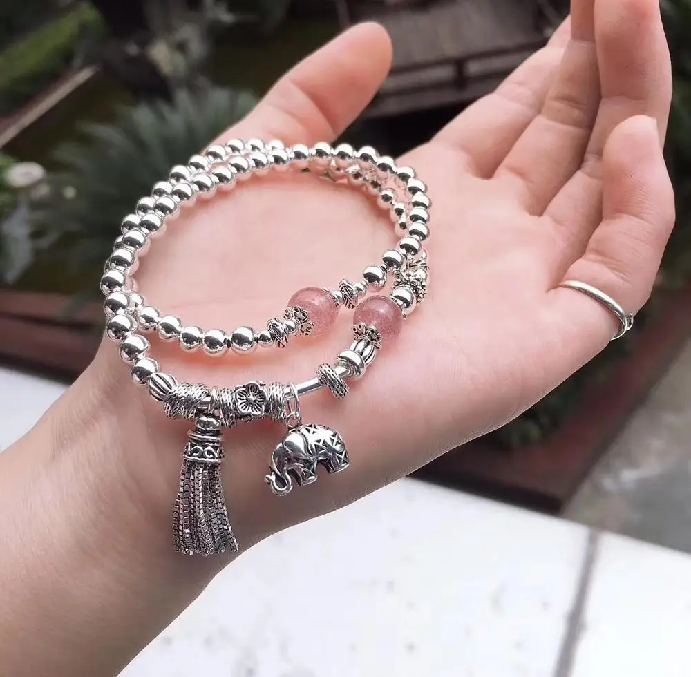 Sterling S925 Silver Bracelet Women's Strawberry Crystal Beads Elephant Flower Link Tassel 16cmL
Sterling S925 Silver Bracelet Women's Strawberry Crystal Beads Elephant Flower Link Tassel 16cmL