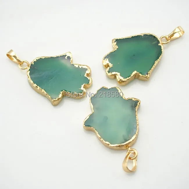C150211012 Green Agates Hamsa Hand Pendant with Electroplated Gold Edges Gold Electroplated Cap and Bail
C150211012 Green Agates Hamsa Hand Pendant with Electroplated Gold Edges Gold Electroplated Cap and Bail