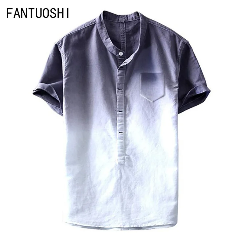 Summer New Men's Shirts Short Sleeve slim Cotton Linen casual Breathable Color matching Fashion Stand collar men's shirt 3XL
Summer New Men's Shirts Short Sleeve slim Cotton Linen casual Breathable Color matching Fashion Stand collar men's shirt 3XL