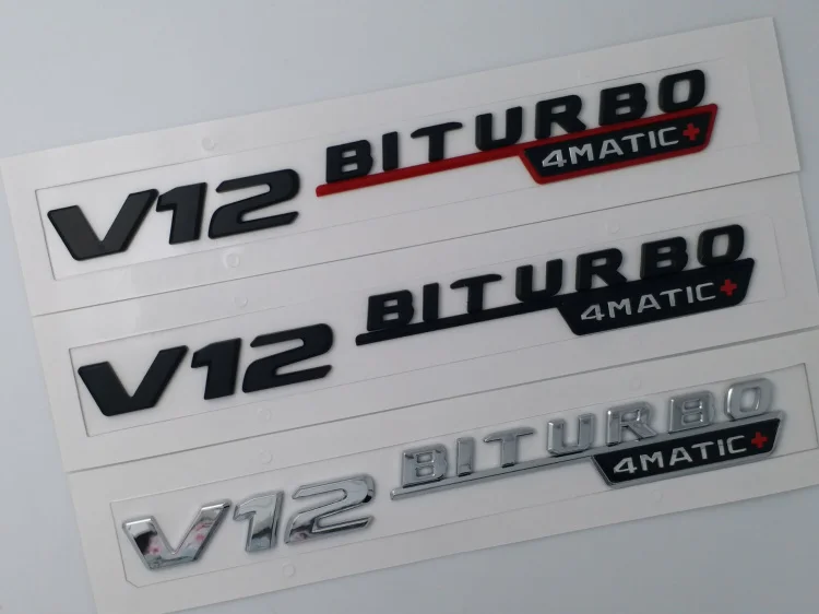 Матовая черная V12 BITRUBO 4matic + эмблема с надписью на крыло Side двойным турбо логотипом