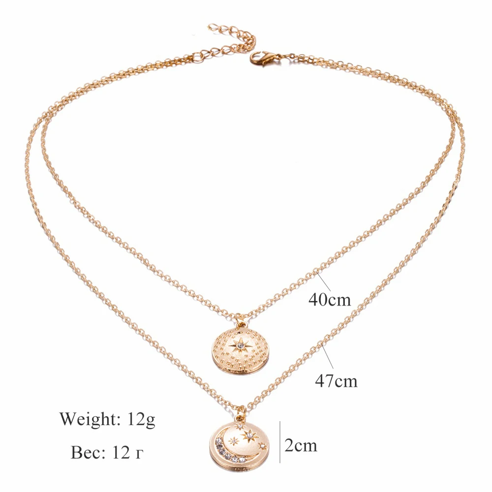 Boho Star Moon pendant Necklace Double Layered Crystal Necklace Gold Chain Choker Coin Necklace Women Accessories Collier Femme
Boho Star Moon pendant Necklace Double Layered Crystal Necklace Gold Chain Choker Coin Necklace Women Accessories Collier Femme