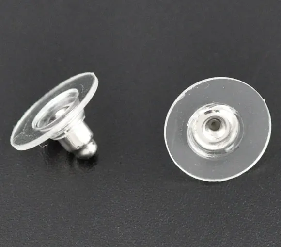 DoreenBeads пластиковые серьги круглые серебристые прозрачные 11 мм (3/8 ") x 6 (2/8") 15