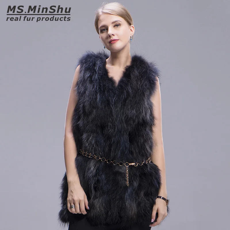 Ms.MinShu Brand Real Raccoon Fur Vest Sleeveless Fashion Women Fur Coat Winter Thick Fur Jacket Long Fox Fur Waistcoat
Ms.MinShu Brand Real Raccoon Fur Vest Sleeveless Fashion Women Fur Coat Winter Thick Fur Jacket Long Fox Fur Waistcoat