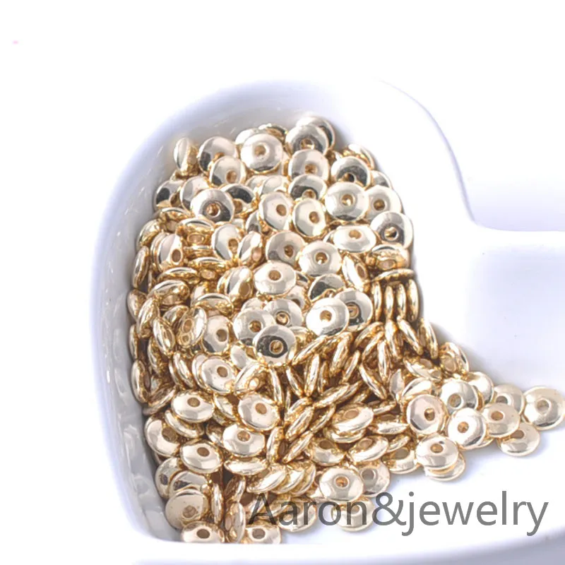400Pcs 6x1.5mm silvery and gold Smooth Acrylic beads disk Beads For Jewelry Handmade YKL0345X