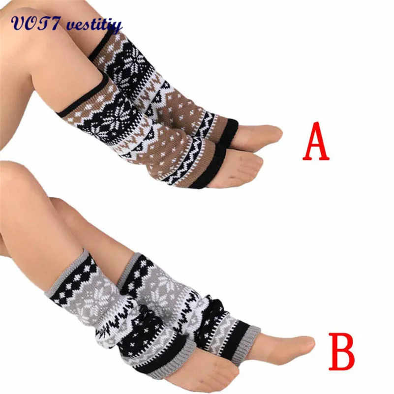 VOT7 vestitiy 2018 Модные женские 40*13 см Вязаные гольфы в форме снежинки гетры новая