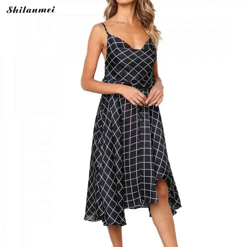 Women Spaghetti Strap Casual Dress Plaid Print Ruffle V-Neck Fashion Casual Beach Dress Sexy Party Maxi Dresses Summer Dress
Women Spaghetti Strap Casual Dress Plaid Print Ruffle V-Neck Fashion Casual Beach Dress Sexy Party Maxi Dresses Summer Dress
