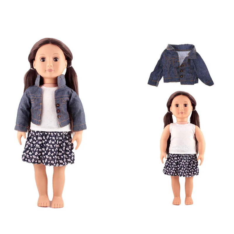Фото Одежда для кукол 45 см кукла девочки 3 в 1 кукольная одежда джинсовое пальто белая(China)
