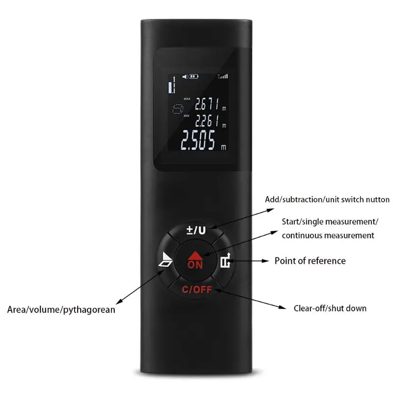 Laser Distance Meter 30m/98ft, Portable Digital Measure with Backlight, Rechargable Laser Measure for Volume/Area
Laser Distance Meter 30m/98ft, Portable Digital Measure with Backlight, Rechargable Laser Measure for Volume/Area