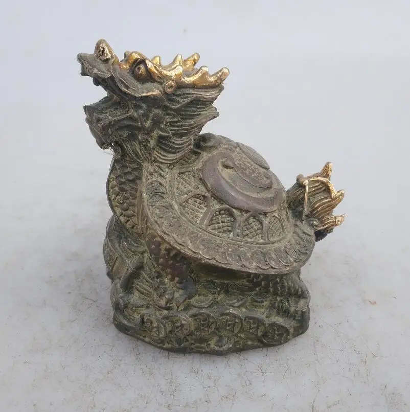 Collection chinese Handmade old bronze Gilt Dragon turtle statue, Home Decoration antique sculpture
Collection chinese Handmade old bronze Gilt Dragon turtle statue, Home Decoration antique sculpture