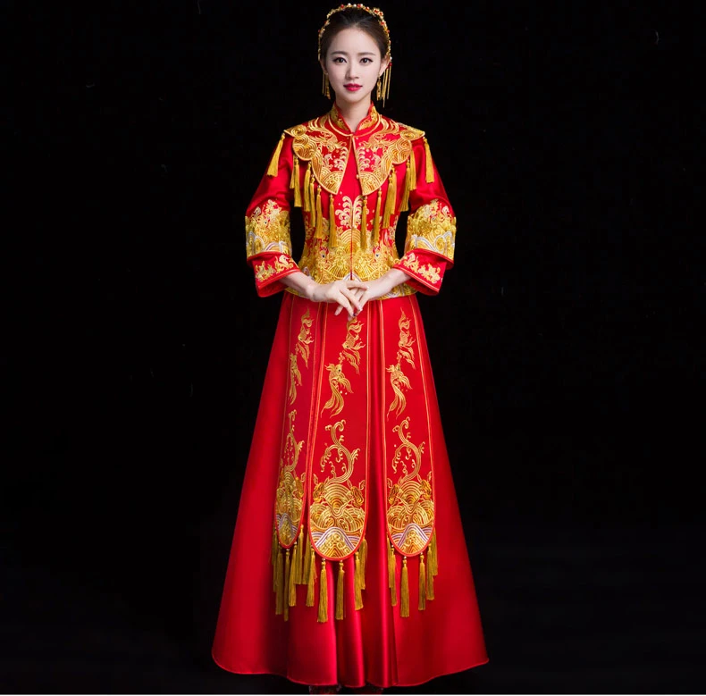Red Wedding Bride Chinese Style Cheongsam Traditional Lady Long Qipao Embroidery Women's Evening Dress Clothes Size S M L XL XXL
Red Wedding Bride Chinese Style Cheongsam Traditional Lady Long Qipao Embroidery Women's Evening Dress Clothes Size S M L XL XXL