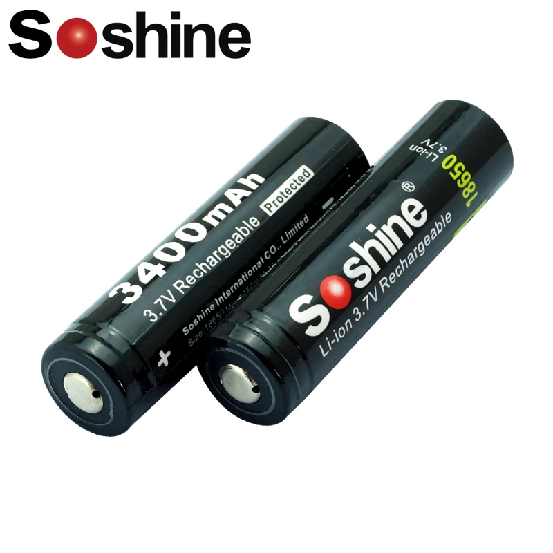 

2pcs High Capacity Soshine 18650 3.7V 3400mAh Rechargeable Battery Protected High Discharge Li-ion Batteries with Battery box