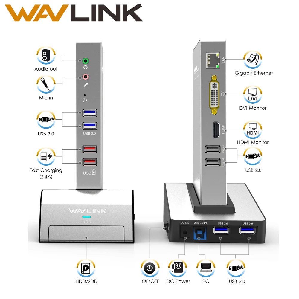 USB 3 0 Универсальная док станция для ноутбука w/HDD и SSD корпус База Двойной видео