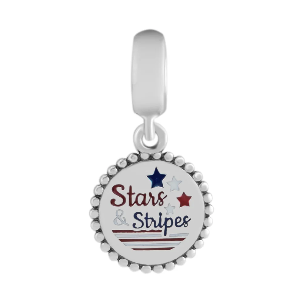 CKK Stars & Stripes Dangle Charm, Red, White, & Blue Enamel 925 Sterling Silver Beads Original Jewelry Fits For Bracelets
CKK Stars & Stripes Dangle Charm, Red, White, & Blue Enamel 925 Sterling Silver Beads Original Jewelry Fits For Bracelets