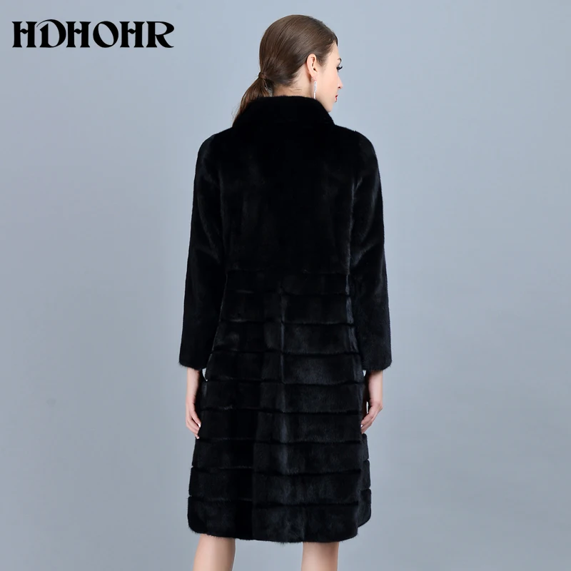 Модные шубы HDHOHR из натурального меха норки 2021 женские черные парки хорошего