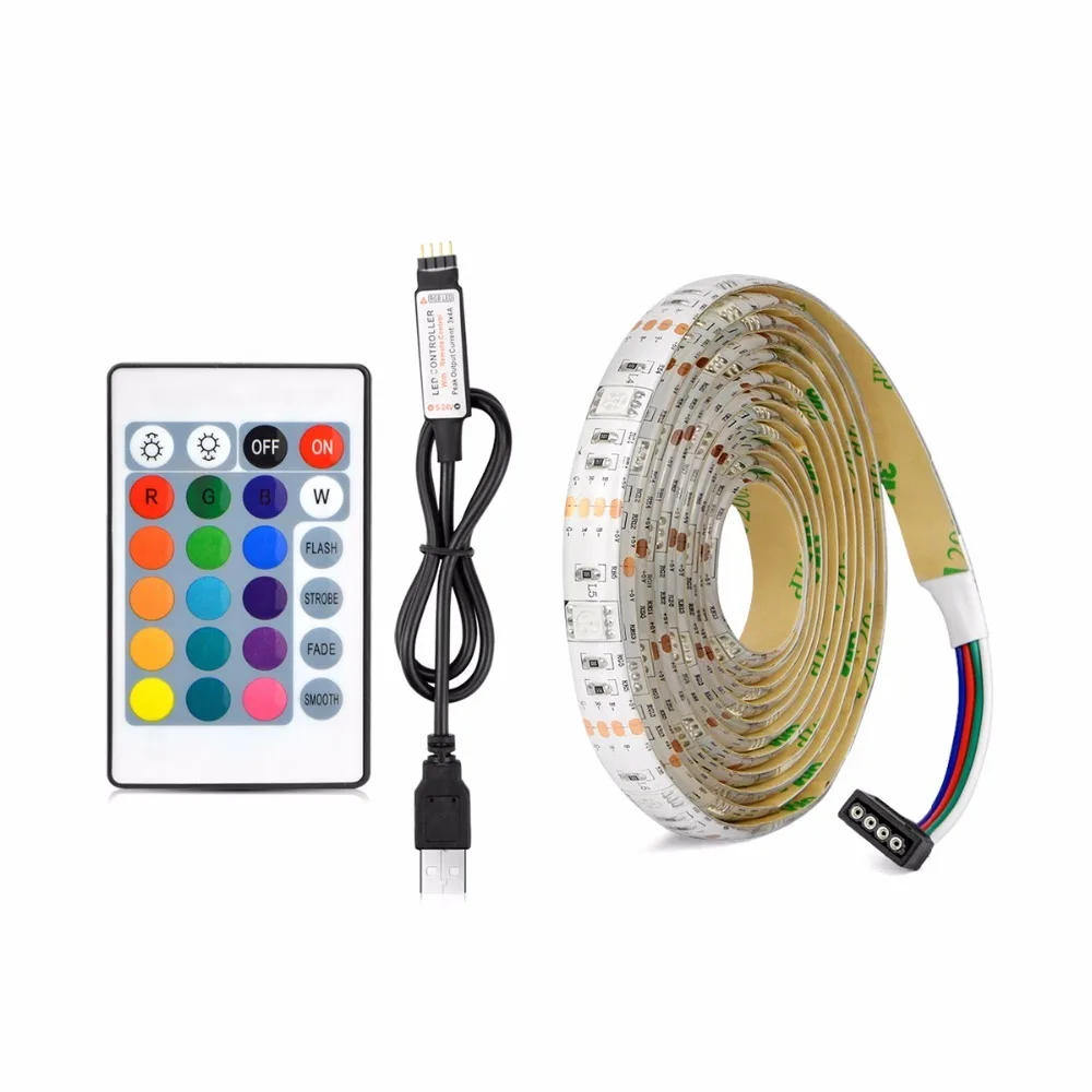 Не водонепроницаемый DC5V RGB USB светодиодный полосы света 3528 5050 SMD кабель зарядное