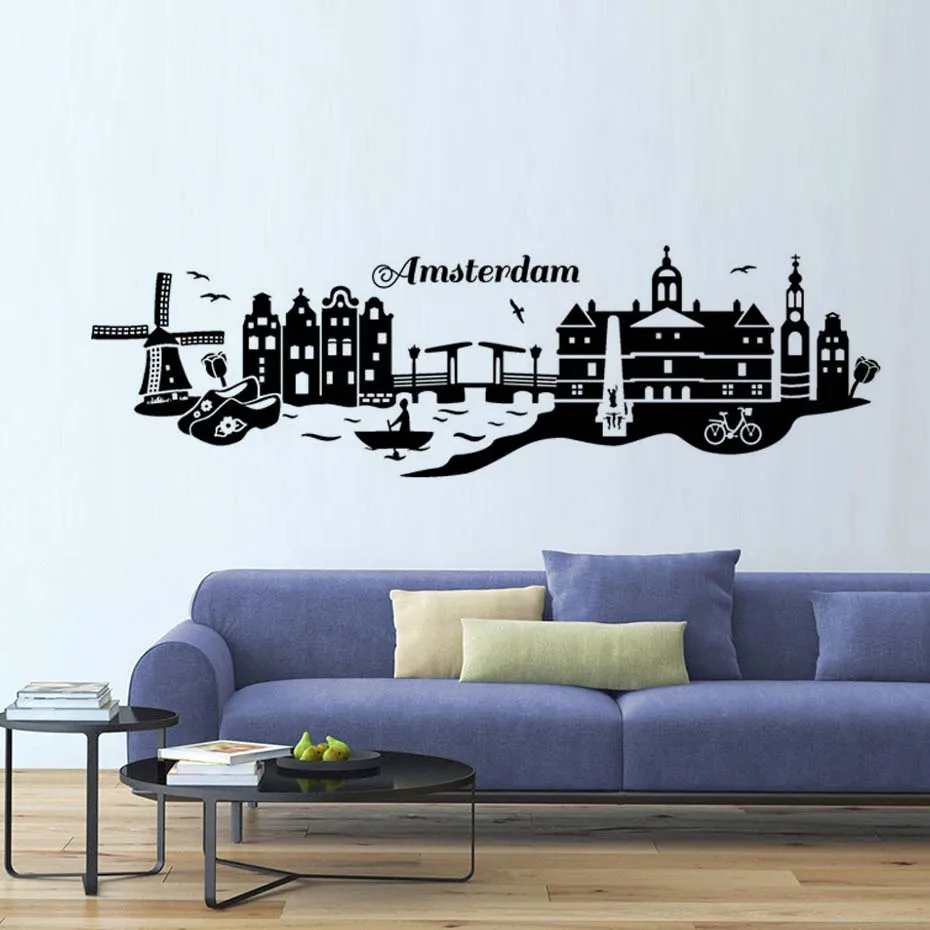 New arrival Amsterdam Silhouette Wall decals DIY Wall Art Self Adhesive Wallpaper For Living Room Home Decoration
New arrival Amsterdam Silhouette Wall decals DIY Wall Art Self Adhesive Wallpaper For Living Room Home Decoration
