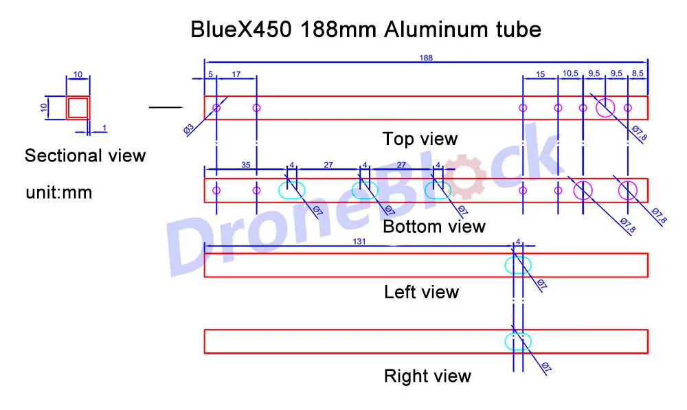 Деталь для квадрокоптера BlueX380 BlueX450 алюминиевая посадочная Шестерня из