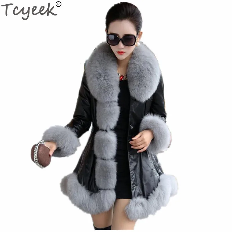 Tcyeek Winter Warm Women's PU Leather Jacket Faux Fox Fur Coat White clothes 4XL 5XL 6XL Jaqueta De Couro Feminino Overcoat
Tcyeek Winter Warm Women's PU Leather Jacket Faux Fox Fur Coat White clothes 4XL 5XL 6XL Jaqueta De Couro Feminino Overcoat