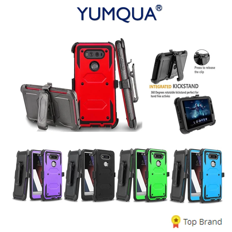 YUMQUA V20 армированный чехол с откидной ножкой для LG жесткий из ПК + Силиконовый