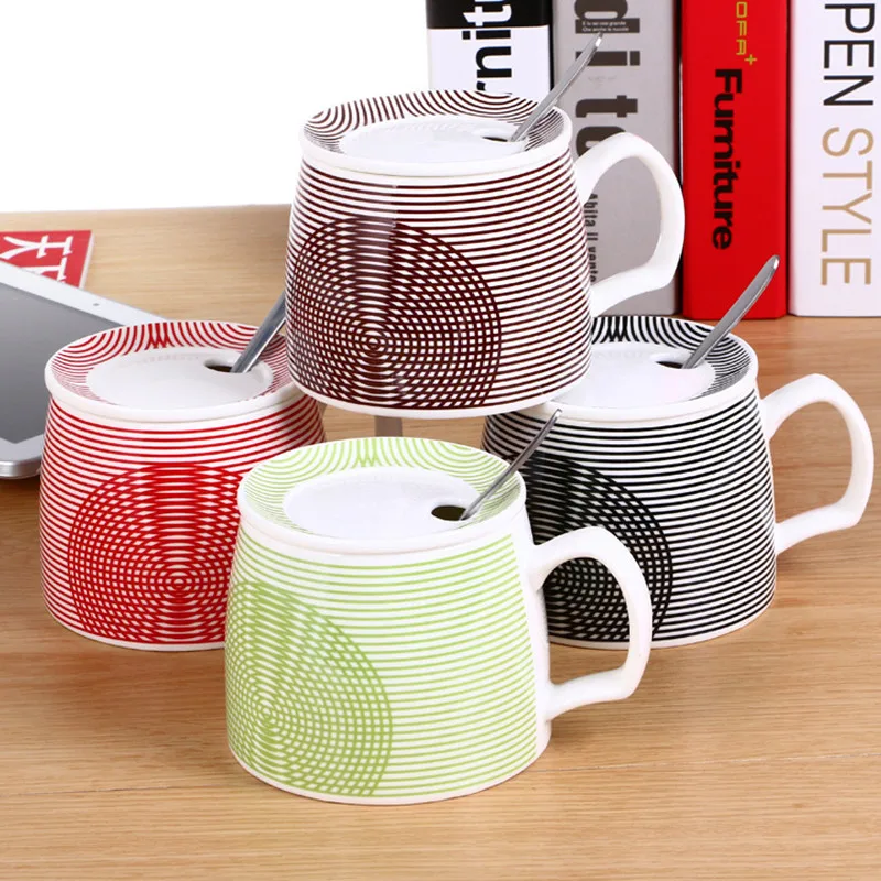 New Personality creative gifts petty ceramic mug breakfast milk coffee tea cups test pressure stripe porcelain with lid spoon
New Personality creative gifts petty ceramic mug breakfast milk coffee tea cups test pressure stripe porcelain with lid spoon