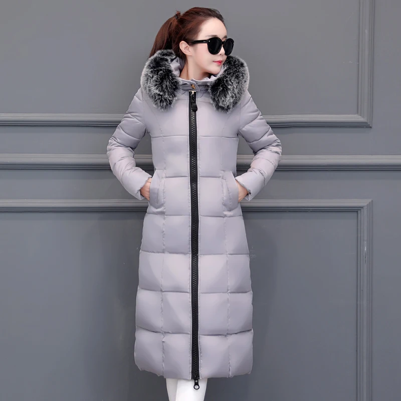 Зимние женские пуховые куртки 2022 новое пальто с длинным меховым воротником