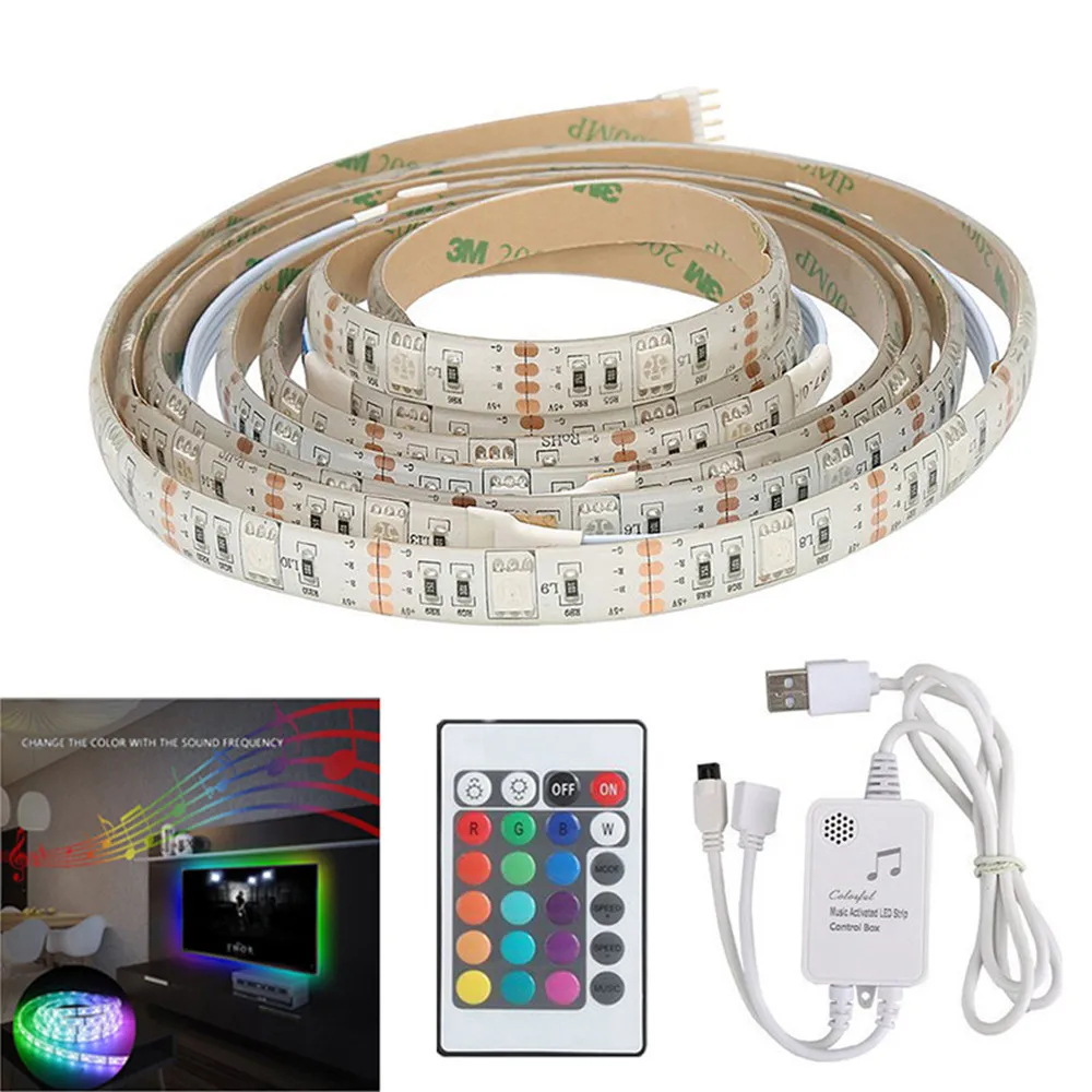 LED Strip Lights tv backlight 2M 5V USB Light Strip 5050 RGB Light Color Changing with Music IP65 Waterproof Strip IR Controller
LED Strip Lights tv backlight 2M 5V USB Light Strip 5050 RGB Light Color Changing with Music IP65 Waterproof Strip IR Controller